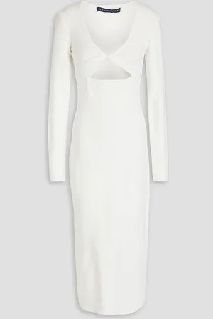 Zeynep Arcay Twisted cutout stretch-knit midi dress - White - US 0