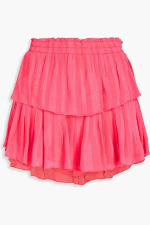 LOVESHACKFANCY Tiered leopard-print jacquard mini skirt - - XL