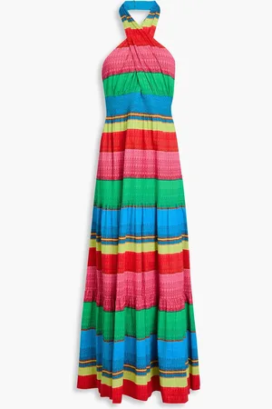 ALICE+OLIVIA Alice Olivia - Lyndon tiered striped cotton-blend halterneck maxi dress - - US 0