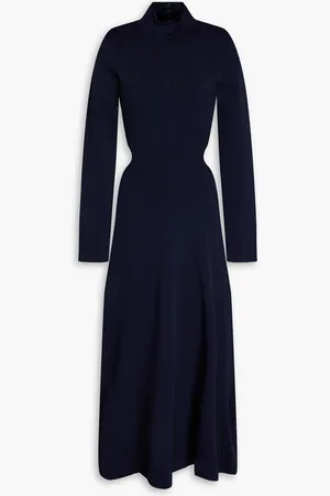 AJE Anika cutout stretch-knit midi dress - Blue - XL