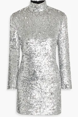 Khaite Elsa sequined tulle turtleneck mini dress - Metallic - US 4