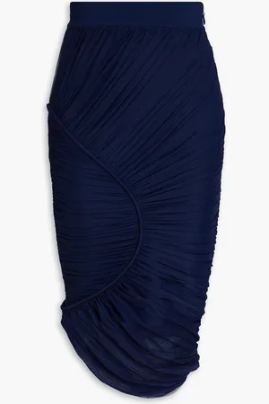 Hervé Léger Ruched ponte and stretch-tulle skirt - Blue - XS
