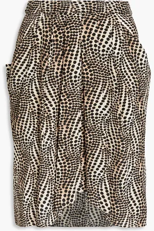 Isabel Marant Pleated printed silk-blend crepe de chine skirt - Neutral - FR 42