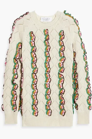 GABRIELA HEARST Alvy appliqued pointelle-knit cashmere sweater - White - M
