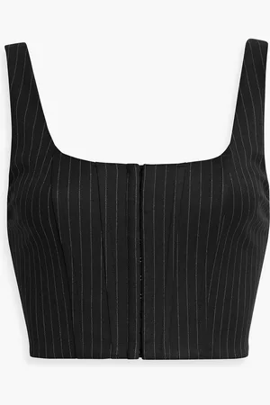 ALICE+OLIVIA Alice Olivia - Breslin cropped pinstriped twill top - - US 8