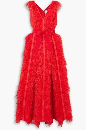 HUISHAN ZHANG Violette feather and grosgrain-trimmed silk-organza gown - - UK 8