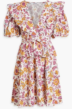 Derek Lam Ophelia ruffled printed cotton-blend poplin mini dress - Yellow - US 10