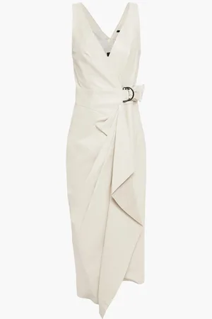 Isabel Marant Fanelia asymmetric leather midi wrap dress - Gray - FR 36