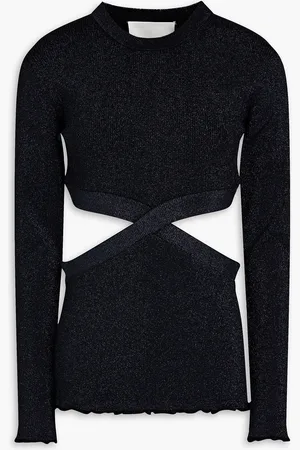 3.1 Phillip Lim Cutout metallic ribbed-knit sweater - Blue - XS