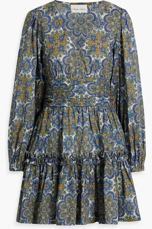 Cara Cara Harper gathered printed cotton mini dress - - US 2