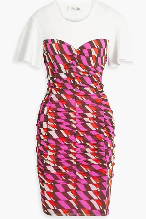 Diane von Furstenberg Annalise printed stretch-mesh and jersey mini dress - - S