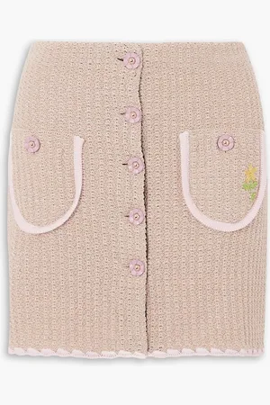 CORMIO Chiara embroidered crocheted metallic cotton-blend mini skirt - Pink - IT 40