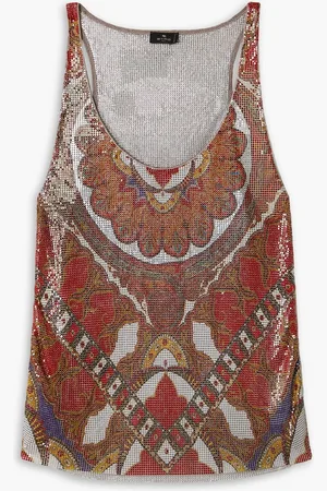 Etro Pasadena paisley-print chainmail tank - - IT 44