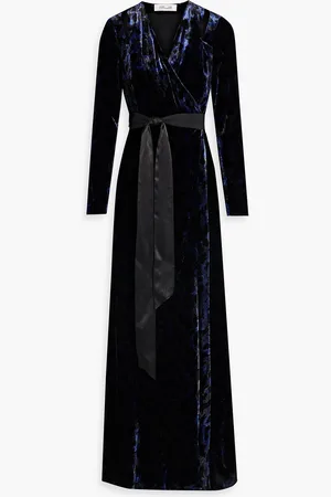 Diane von Furstenberg Pogue devoré-velvet maxi wrap dress - Blue - US 0