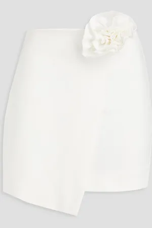 Nicholas Floral-appliquéd wrap-effect jersey mini skirt - - L