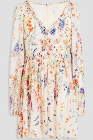 Ml Monique Lhuillier Floral-print chiffon mini dress - - US 8