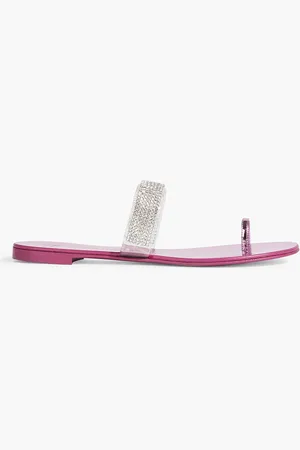 Giuseppe Zanotti Erwan Flat crystal-embellished PVC and mirrored-leather sandals - - EU 36