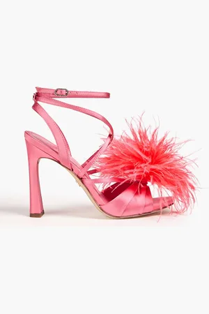Sam Edelman Layton feather-embellished satin sandals - Pink - US 7
