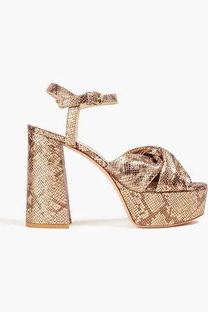 Gianvito Rossi Metallic snake-effect suede platform sandals - - EU 39.5