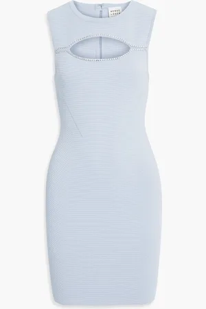 Hervé Léger Embellished cutout textured-bandage mini dress - Blue - XS