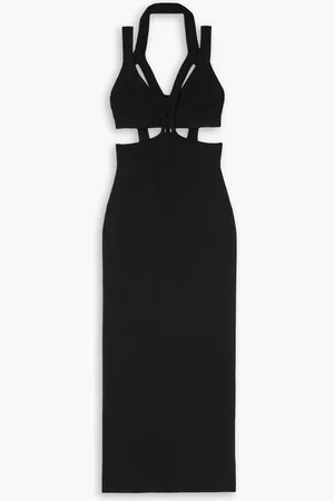 DION LEE Interlink cutout layered stretch-crepe and ribbed-knit midi dress - - UK 4