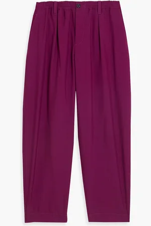 Marni Tapered grain de poudre wool drawstring pants - Purple - IT 52