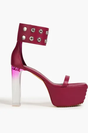 Rick Owens Luxor eyelet-embellished leather platform sandals - Purple - EU 36