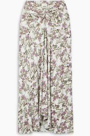 Isabel Marant Juneo twist-front floral-print stretch-jersey midi skirt - Purple - FR 42