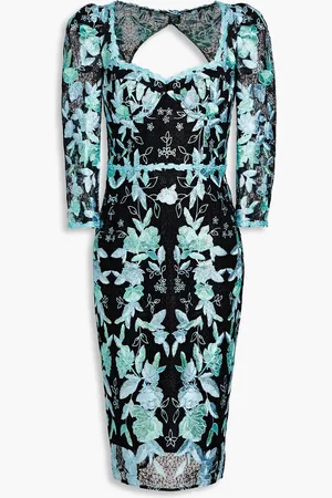 Marchesa Notte Cutout embroidered tulle dress - - US 4