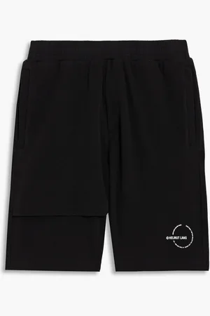 Helmut Lang Printed layered waffle-knit cotton shorts - - M