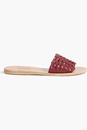 Ancient Greek Sandals Taygete woven leather slides - Burgundy - EU 40