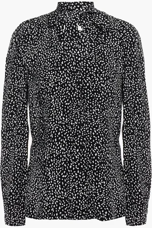 Maje Tie-neck printed crepe de chine blouse - - 4
