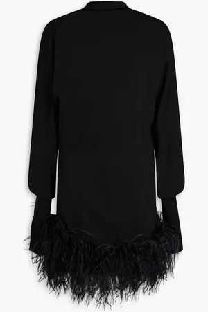 16Arlington Flora open-back feather-embellished crepe mini dress - - UK 12