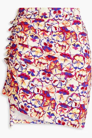 Paco rabanne Ruched floral-print jersey mini skirt - - FR 44