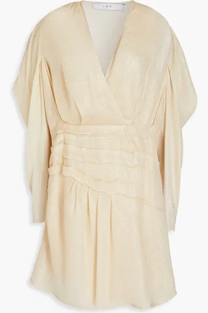 IRO Lorelle wrap-effect pleated lamé mini dress - White - FR 34