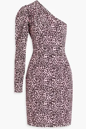 Les Rêveries One-shoulder gathered leopard-print silk crepe de chine mini dress - - US 6