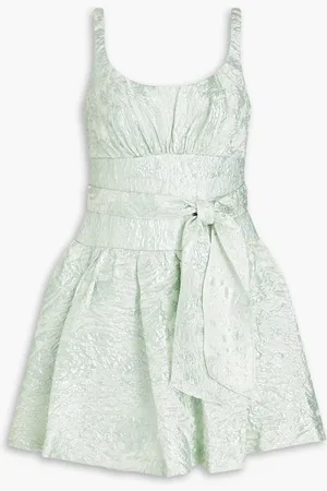 Ml Monique Lhuillier Gathered metallic cloqué mini dress - Green - US 12