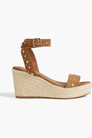Maje Studded suede espadrille wedge sandals - Brown - EU 41