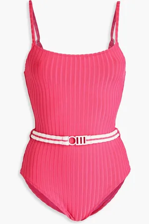 Solid The Nina belted ribbed recycled swimsuit - - XL