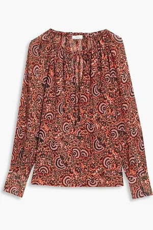 A.L.C. Bryce gathered printed silk-georgette blouse - Red - US 0
