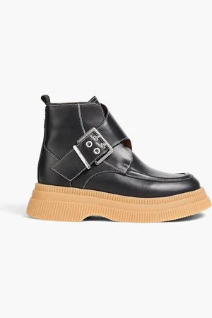Ganni Buckled leather ankle boots - - EU 35