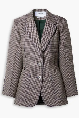 Christopher John Rogers Checked wool-blend blazer - Neutral - US 6