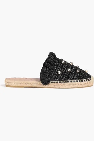 RED(V) Ruffled faux raffia espadrille mules - - EU 35