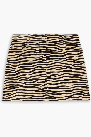 Paco rabanne Tiger-print stretch-cotton velvet mini skirt - - FR 40