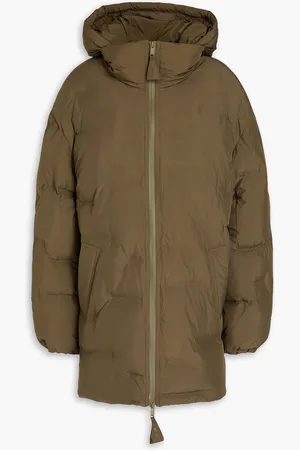 Ganni Quilted shell hooded jacket - Green - XXS/XS