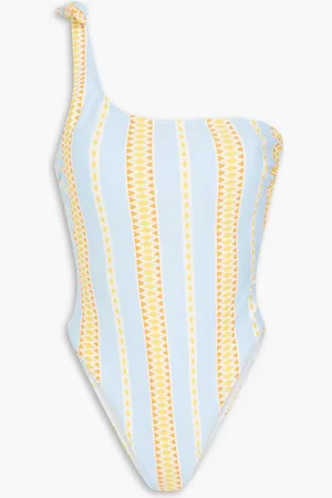 Lemlem Jemari one-shoulder cutout stretch-jacquard swimsuit - Blue - XS
