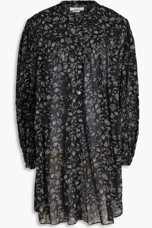 Marant Etoile Mildi floral-print cotton-mousseline mini shirt dress - - FR 40
