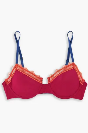 Dora Larsen Cressida lace-trimmed stretch-modal underwired bra - Burgundy - 32 A