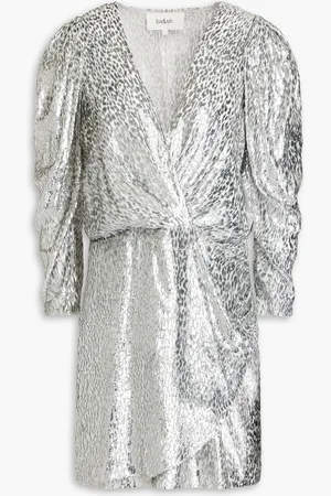 Bash Divina wrap-effect metallic fil coupé chiffon mini dress - Metallic - 2