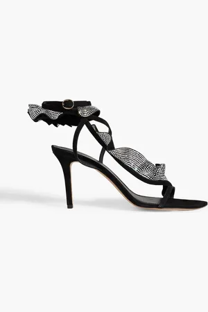 Isabel Marant Alime crystal-embellished ruffled suede sandals - - EU 38